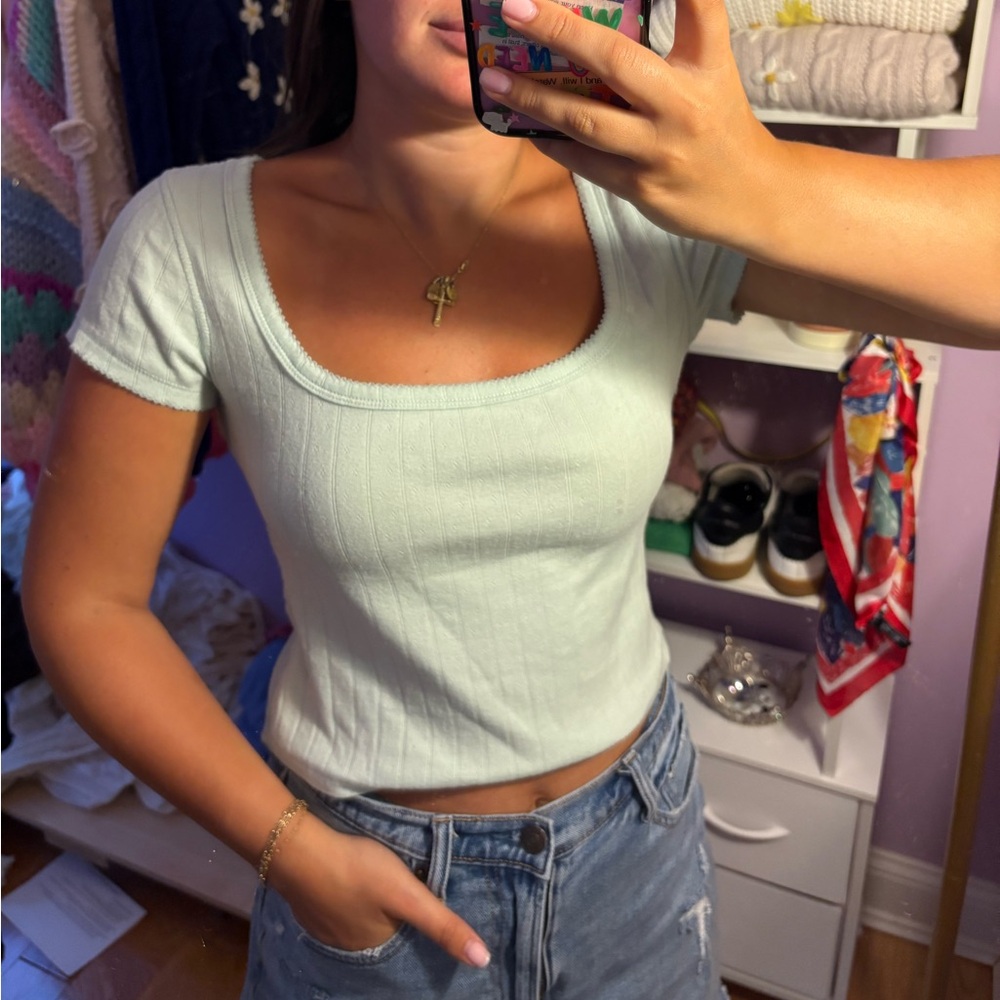 Free People Mint Green Ribbed Crop Top